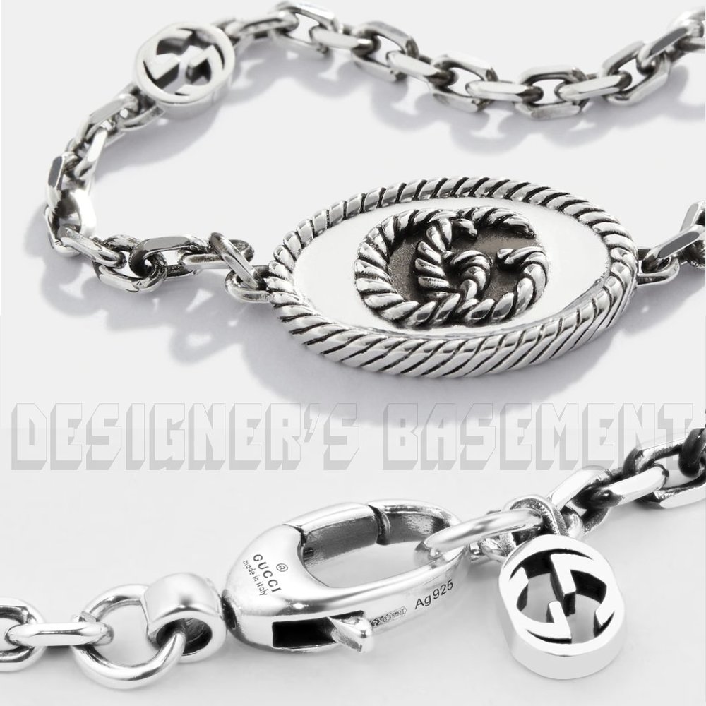 GUCCI size 18 Sterling Silver MARMONT Torchon Double G charms Chain Bracelet 🎁 - Picture 5 of 11